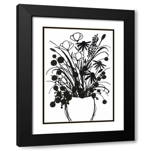 Black and White Bouquet 1 Black Modern Wood Framed Art Print with Double Matting by Ioco, Filippo