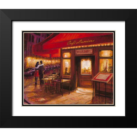 Moonlight Cafe Black Modern Wood Framed Art Print with Double Matting by Amber, Zeph