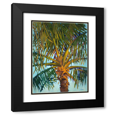 Riviera Palm Black Modern Wood Framed Art Print with Double Matting by Charles, J.