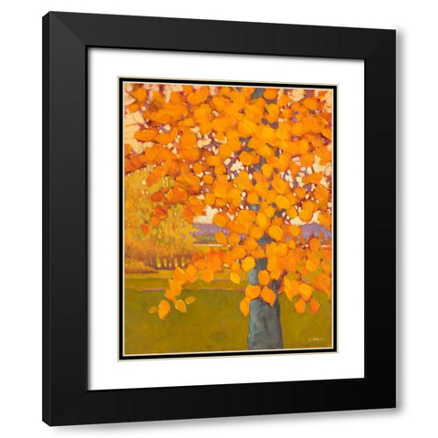 Autumn Gold Black Modern Wood Framed Art Print with Double Matting by Charles, J.