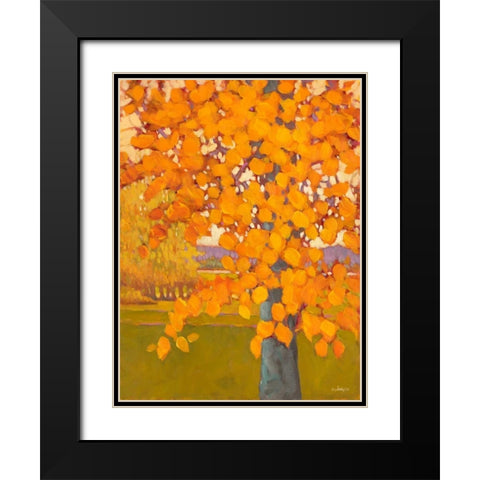 Autumn Gold Black Modern Wood Framed Art Print with Double Matting by Charles, J.