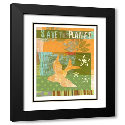 Save the Planet Black Modern Wood Framed Art Print with Double Matting by Robertson, Walter