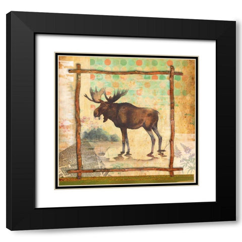 Moose Nature Black Modern Wood Framed Art Print with Double Matting by Robertson, Walter