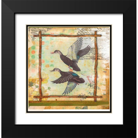 Duck Nature Black Modern Wood Framed Art Print with Double Matting by Robertson, Walter
