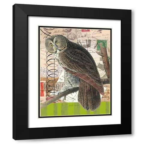 Curious Owl 1 Black Modern Wood Framed Art Print with Double Matting by Robertson, Walter