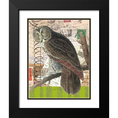 Curious Owl 1 Black Modern Wood Framed Art Print with Double Matting by Robertson, Walter