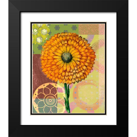 Zinnia Story Black Modern Wood Framed Art Print with Double Matting by Robertson, Walter