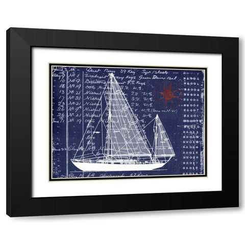 Schooner Blueprint Denim 2 Black Modern Wood Framed Art Print with Double Matting by Robertson, Walter