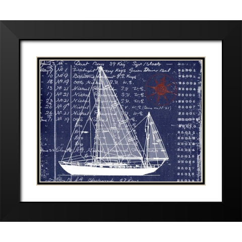 Schooner Blueprint Denim 2 Black Modern Wood Framed Art Print with Double Matting by Robertson, Walter