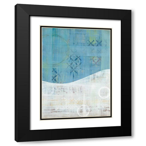 India Silk Blue Black Modern Wood Framed Art Print with Double Matting by Dascher, Dennis