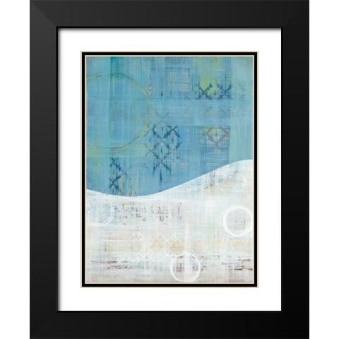 India Silk Blue Black Modern Wood Framed Art Print with Double Matting by Dascher, Dennis