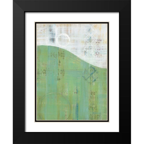 India Silk Green Black Modern Wood Framed Art Print with Double Matting by Dascher, Dennis