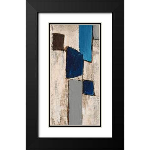 Blue Squared Detail 5 Black Modern Wood Framed Art Print with Double Matting by Dascher, Dennis