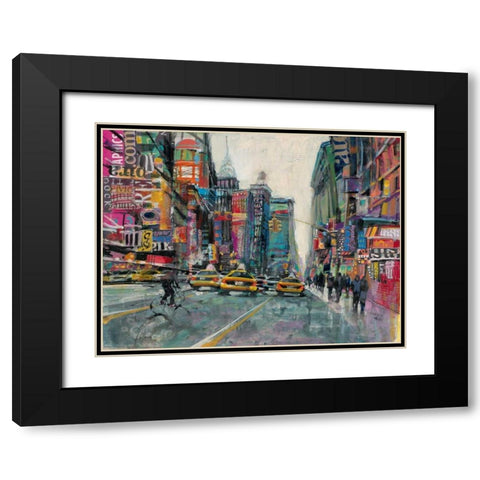 New York Collage 1 Black Modern Wood Framed Art Print with Double Matting by Mollica, Patti