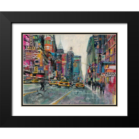 New York Collage 1 Black Modern Wood Framed Art Print with Double Matting by Mollica, Patti