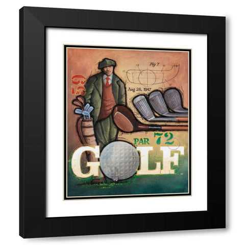 Vintage Golf 1 Black Modern Wood Framed Art Print with Double Matting by Langton, Bruce