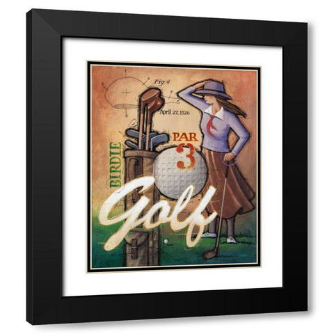 Vintage Golf 2 Black Modern Wood Framed Art Print with Double Matting by Langton, Bruce