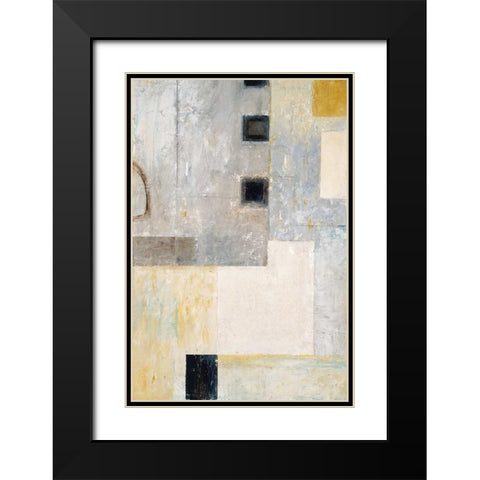 Grey City Blocks Black Modern Wood Framed Art Print with Double Matting by Mills, Chris