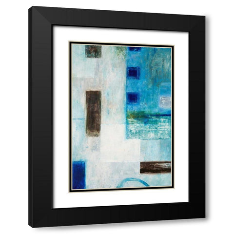 Blue City Blocks Black Modern Wood Framed Art Print with Double Matting by Mills, Chris