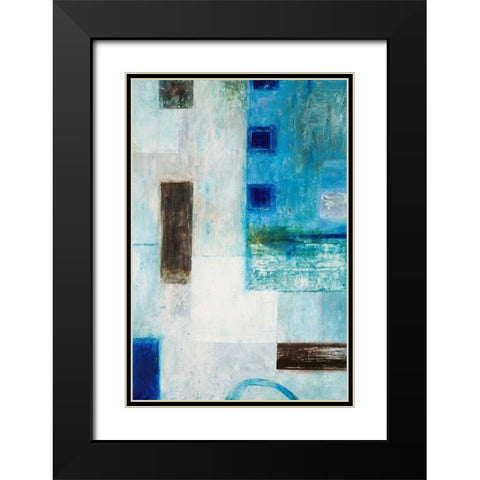 Blue City Blocks Black Modern Wood Framed Art Print with Double Matting by Mills, Chris