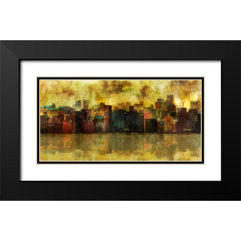 Evening Skyline Black Modern Wood Framed Art Print with Double Matting by Roko, Ken