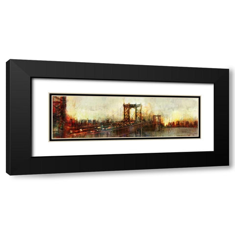 Over the Manhattan Bridge Black Modern Wood Framed Art Print with Double Matting by Roko, Ken