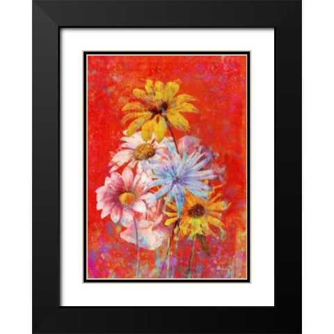 Vibrant Posies 1 Black Modern Wood Framed Art Print with Double Matting by Roko, Ken