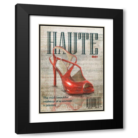 Haute Shoe 1 Black Modern Wood Framed Art Print with Double Matting by Roko, Ken