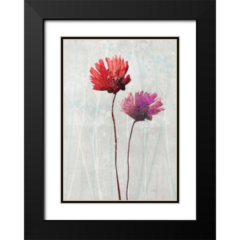 Blush Blooms 1 Black Modern Wood Framed Art Print with Double Matting by Roko, Ken