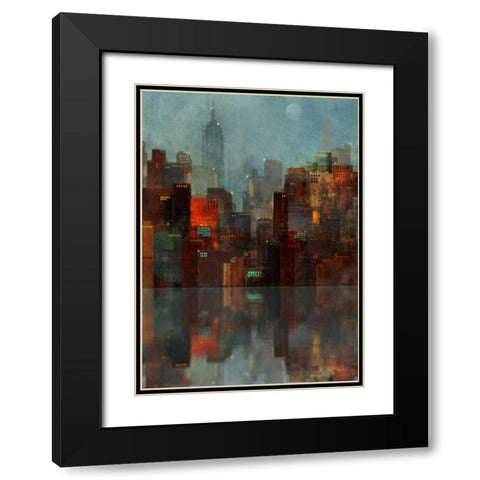 Blue New York Black Modern Wood Framed Art Print with Double Matting by Roko, Ken
