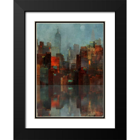 Blue New York Black Modern Wood Framed Art Print with Double Matting by Roko, Ken