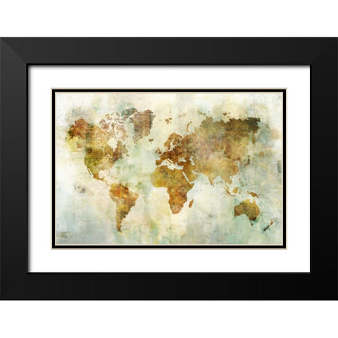 Global Patterned Map Black Modern Wood Framed Art Print with Double Matting by Roko, Ken