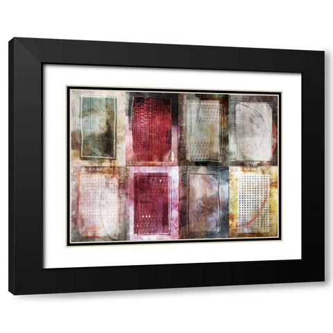 Grid Block Black Modern Wood Framed Art Print with Double Matting by Roko, Ken