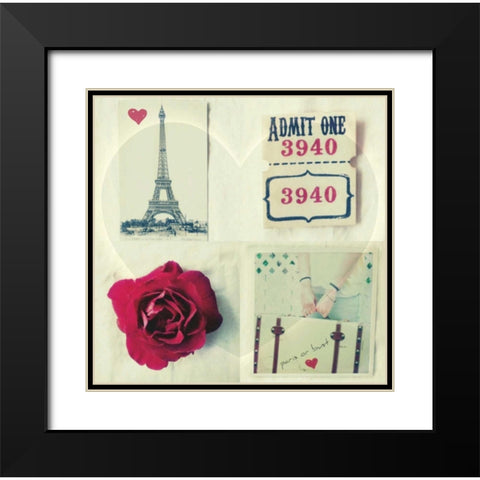 Paris Collage Black Modern Wood Framed Art Print with Double Matting by Dvorak, Vicki