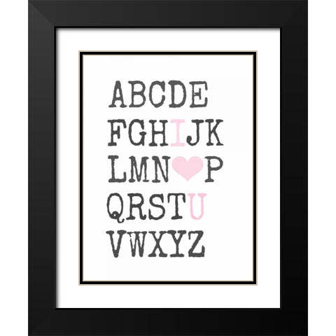 Love You Text Black Modern Wood Framed Art Print with Double Matting by Dvorak, Vicki