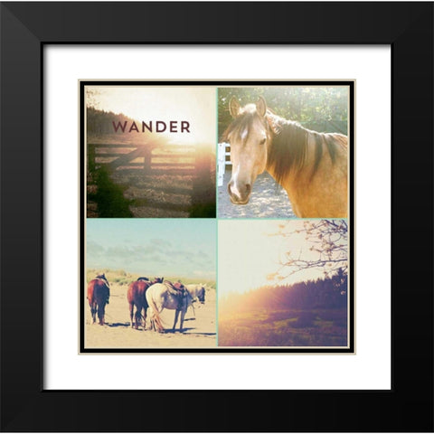 Horses And Sunburst WANDER Black Modern Wood Framed Art Print with Double Matting by Dvorak, Vicki