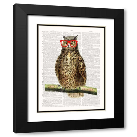 Studious Owl Black Modern Wood Framed Art Print with Double Matting by James, Christopher