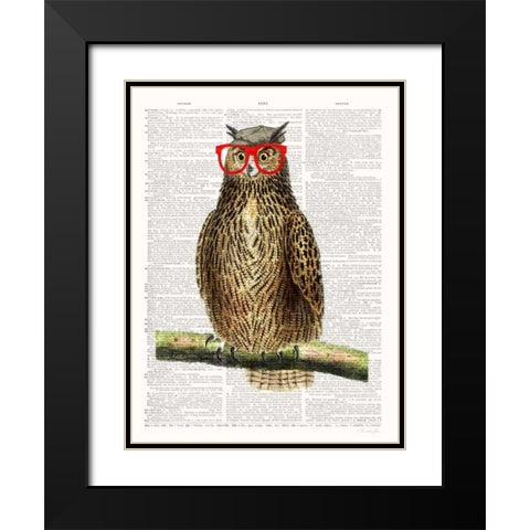 Studious Owl Black Modern Wood Framed Art Print with Double Matting by James, Christopher