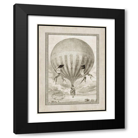 Balloon Over The Countryside Black Modern Wood Framed Art Print with Double Matting by James, Christopher