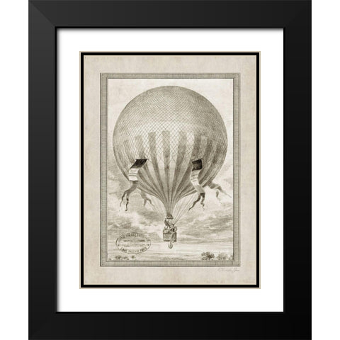 Balloon Over The Countryside Black Modern Wood Framed Art Print with Double Matting by James, Christopher