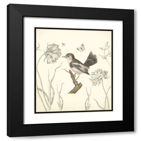 Botanical Song Bird 2 Black Modern Wood Framed Art Print with Double Matting by James, Christopher