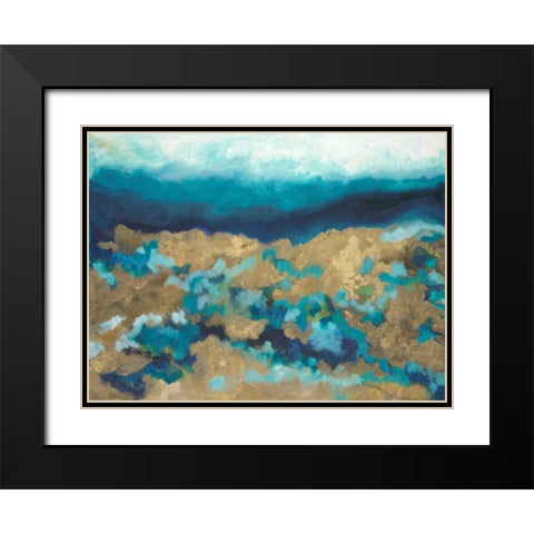 Shades of Blue Black Modern Wood Framed Art Print with Double Matting by Hutton