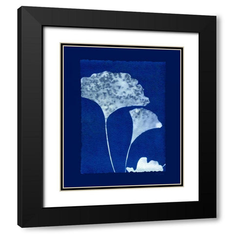 Cyanotype Ginko Black Modern Wood Framed Art Print with Double Matting by Zamudio, Dan