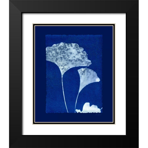 Cyanotype Ginko Black Modern Wood Framed Art Print with Double Matting by Zamudio, Dan
