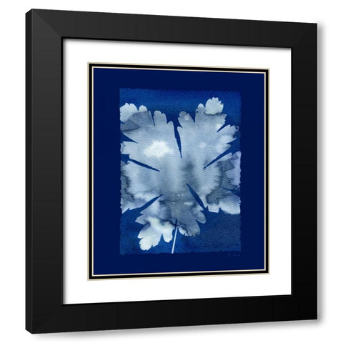 Cyanotype Leaf Black Modern Wood Framed Art Print with Double Matting by Zamudio, Dan