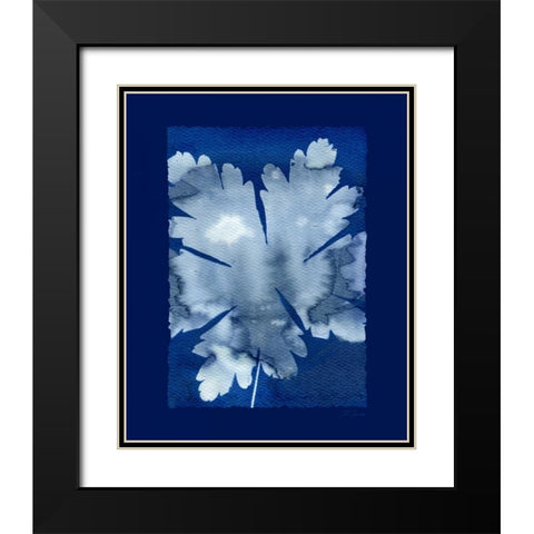 Cyanotype Leaf Black Modern Wood Framed Art Print with Double Matting by Zamudio, Dan