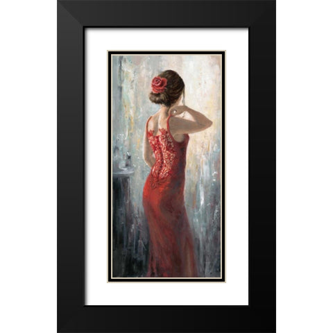 Red Lace-Red Rose Black Modern Wood Framed Art Print with Double Matting by Wallis, Karen