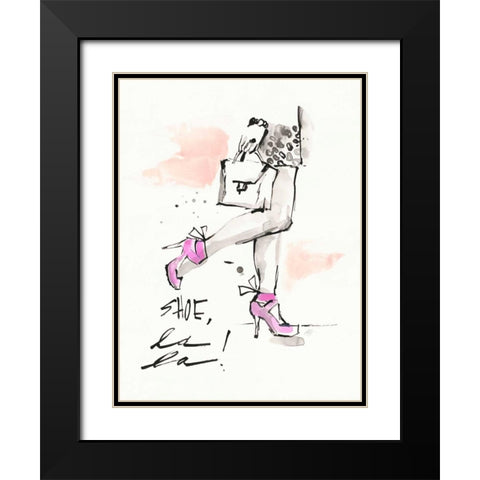 Shoes la la Black Modern Wood Framed Art Print with Double Matting by Swartz, Megan