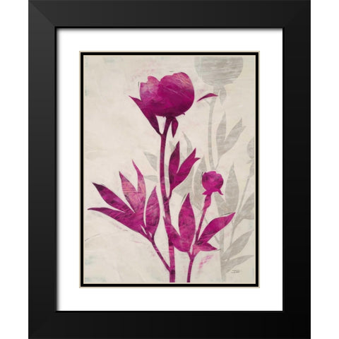 First Peony 2 Black Modern Wood Framed Art Print with Double Matting by IVO