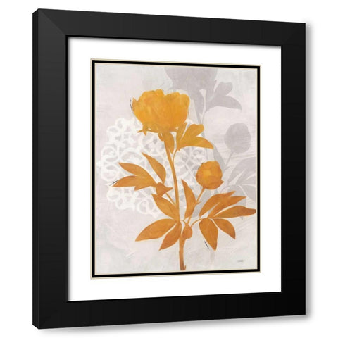 Amber Peony 2 Black Modern Wood Framed Art Print with Double Matting by Stoyanov, Ivo